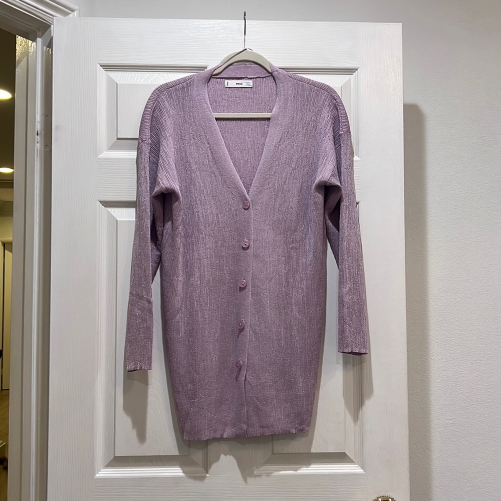 Light Purple Button-Front Women's Cardigan Jacket